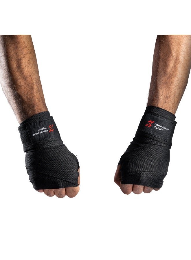 COMMANDO Boxing Hand Wrap 4 Meter Length Black Color - Image 3