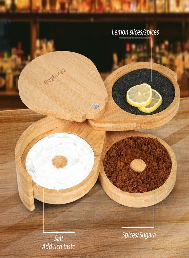 ZibugZag Margarita Salt Rimmer Set, 3-Tiers Salt Rimmer for Cocktails, Bamboo Margarita Salt Rimmer, Bar Salt and Sugar Rimmer for Margarita Kit, Bloody Mary, Manhattan Drinks, Bartender Tool Set - Image 5