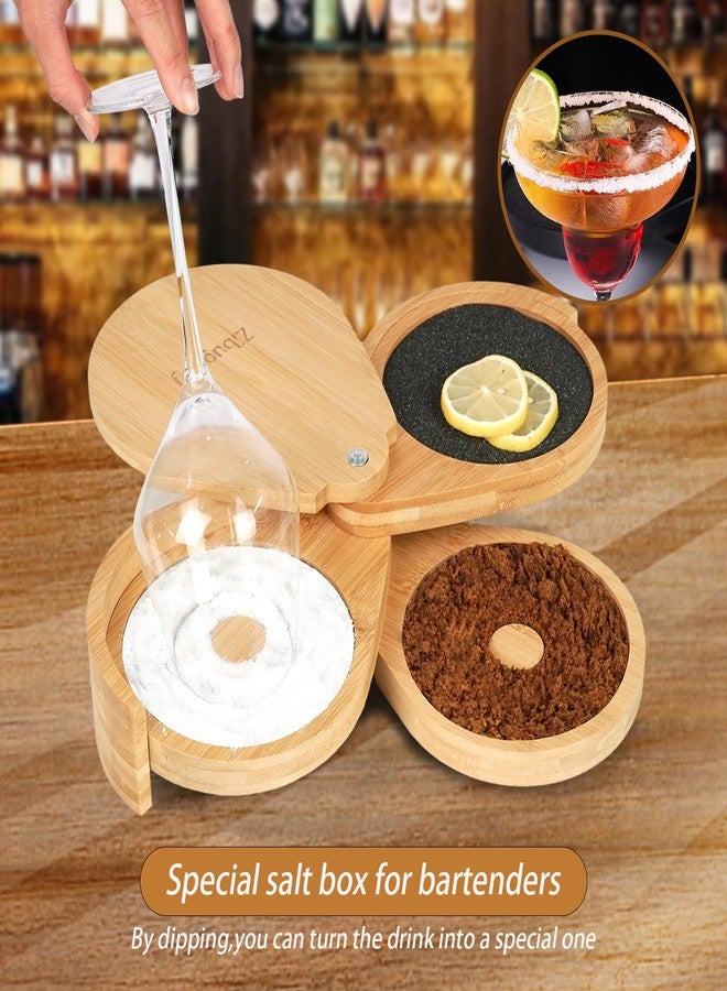 ZibugZag Margarita Salt Rimmer Set, 3-Tiers Salt Rimmer for Cocktails, Bamboo Margarita Salt Rimmer, Bar Salt and Sugar Rimmer for Margarita Kit, Bloody Mary, Manhattan Drinks, Bartender Tool Set - Image 3
