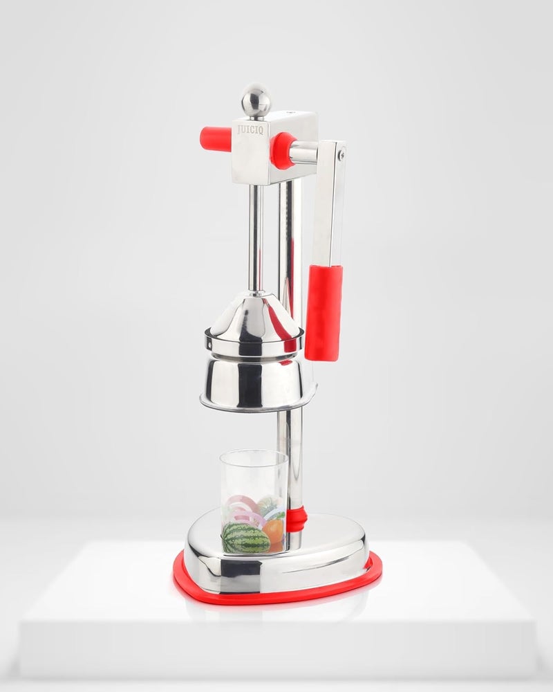 JUICIQ Stainless Steel Manual Hand Press Citrus Orange Lemon Juicer Squeezer Machine Juicer with Serving Cup Squeezer Hand Juicer Red - Image 2