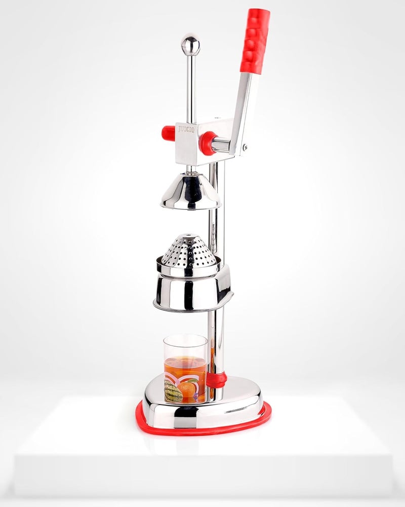 JUICIQ Stainless Steel Manual Hand Press Citrus Orange Lemon Juicer Squeezer Machine Juicer with Serving Cup Squeezer Hand Juicer Red - Image 5
