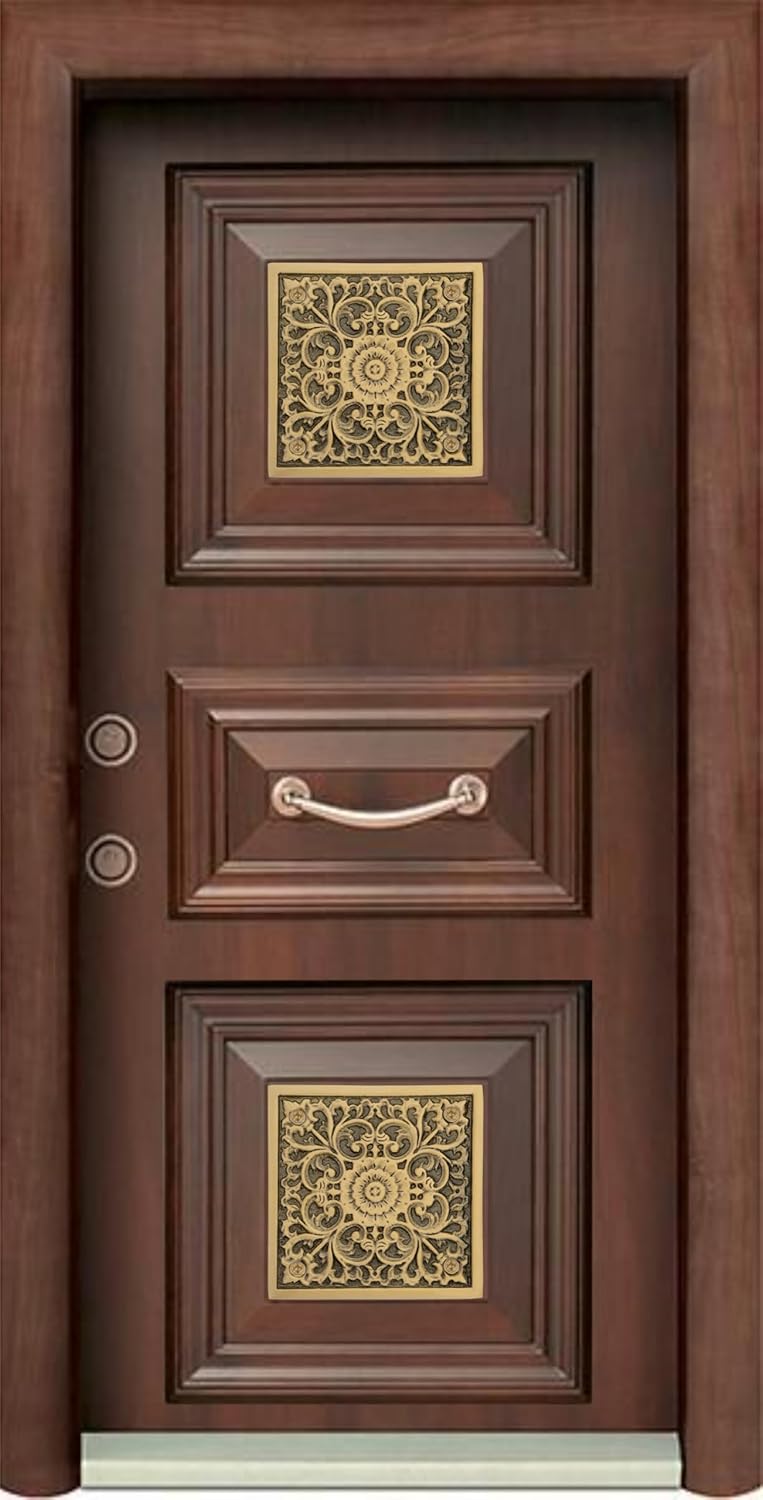 DEVDECOR , Brass Door Accent Plate – 3” x 3” Ornate Floral Design Decorative Hardware for Doors Accessory for Main Door, Home Entrance & Temple Décor - Image 5