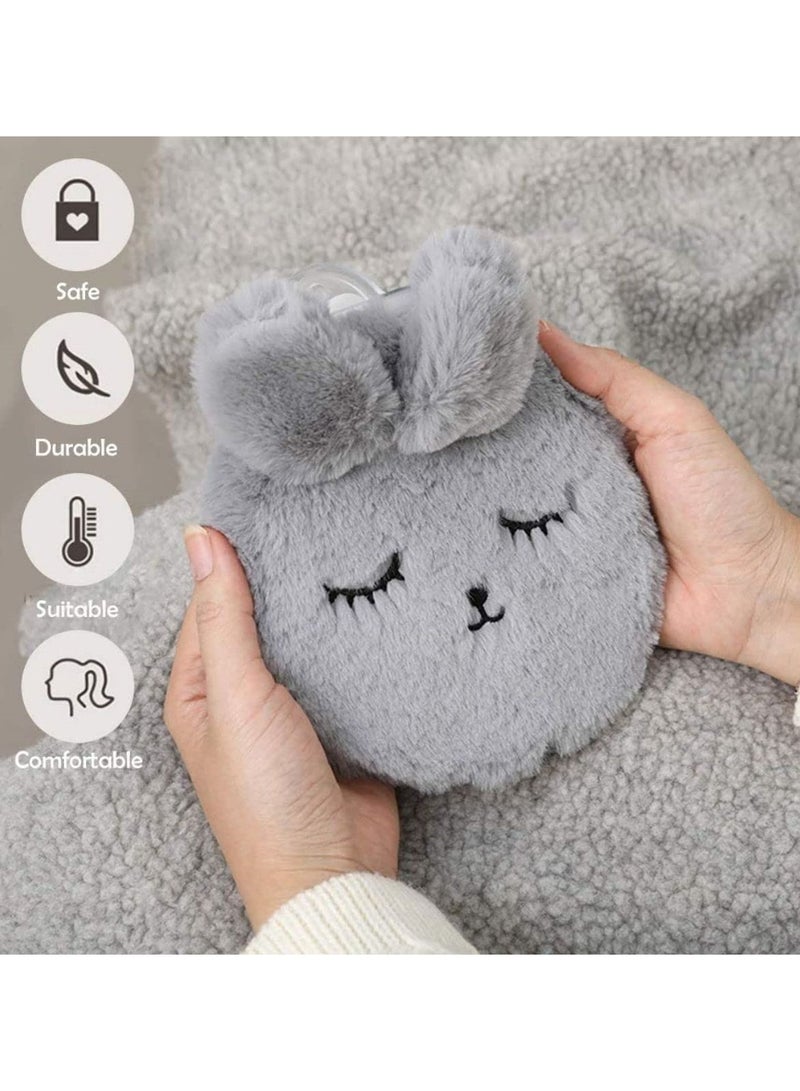 إسكدنيا زجاجة ماء ساخن مع غطاء، زجاجات ماء ساخن على شكل أرنب، زجاجة ماء ساخن للرقبة والكتف لتخفيف الآلام بسرعة وراحة التهاب المفاصل والصداع والعلاج الساخن والبارد - Image 2