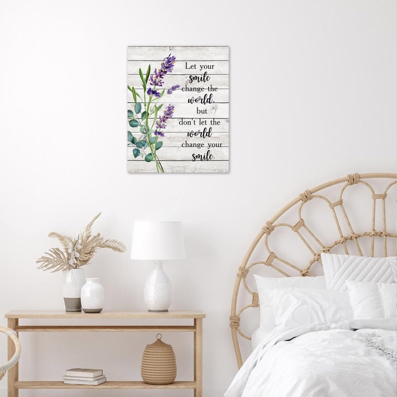 LB Purple Lavender Wall Art for Bathroom Nature Flower Green Eucalyptus Leaves and Inspirational Abstract Canvas Wall Art Rustic Retro Wall Pictures for Living Room Bedroom Office Ready To Hang,12x16 - Image 4
