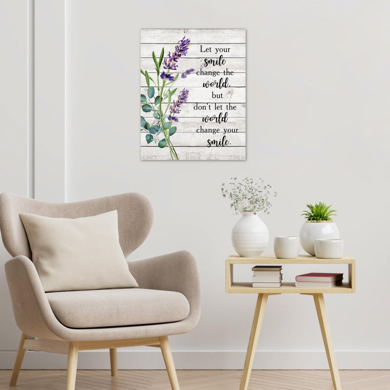 LB Purple Lavender Wall Art for Bathroom Nature Flower Green Eucalyptus Leaves and Inspirational Abstract Canvas Wall Art Rustic Retro Wall Pictures for Living Room Bedroom Office Ready To Hang,12x16 - Image 3