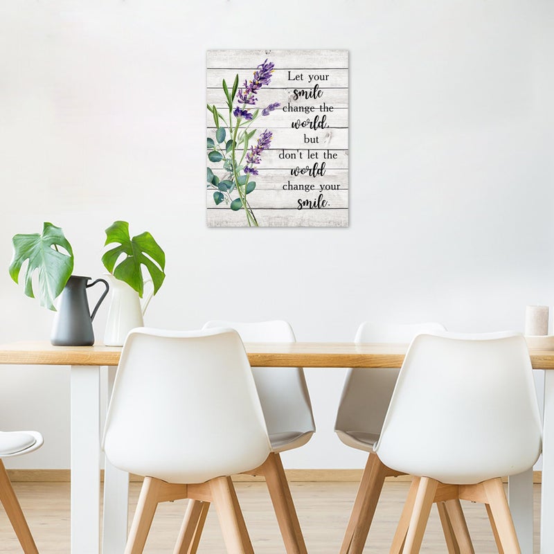 LB Purple Lavender Wall Art for Bathroom Nature Flower Green Eucalyptus Leaves and Inspirational Abstract Canvas Wall Art Rustic Retro Wall Pictures for Living Room Bedroom Office Ready To Hang,12x16 - Image 2
