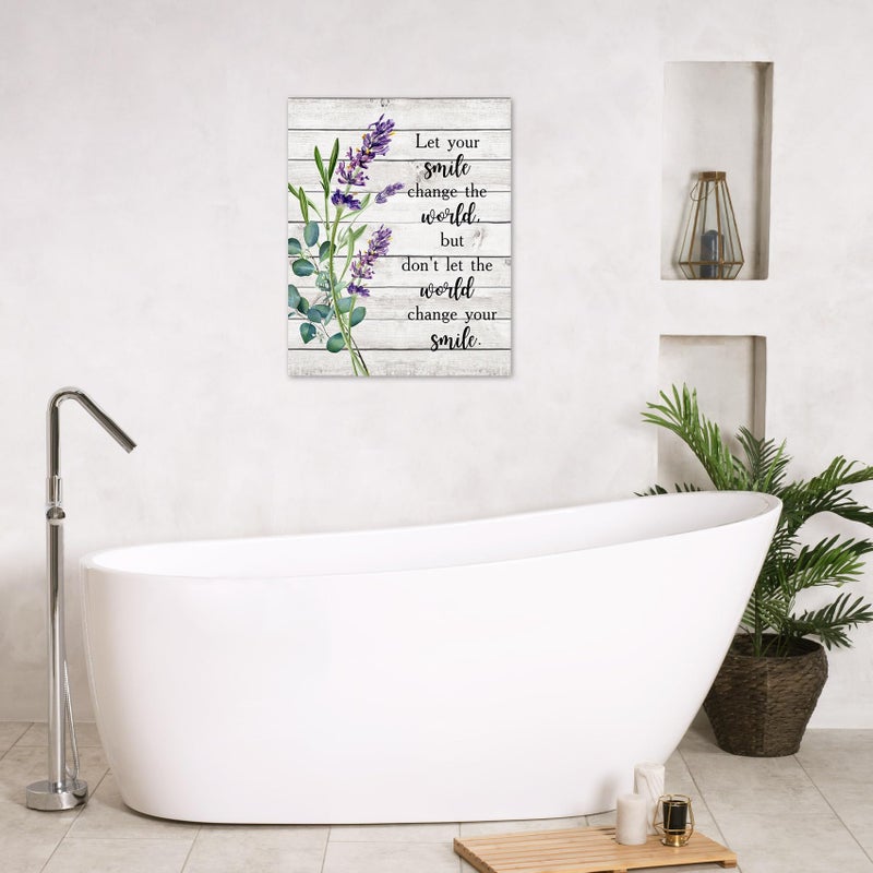 LB Purple Lavender Wall Art for Bathroom Nature Flower Green Eucalyptus Leaves and Inspirational Abstract Canvas Wall Art Rustic Retro Wall Pictures for Living Room Bedroom Office Ready To Hang,12x16 - Image 5