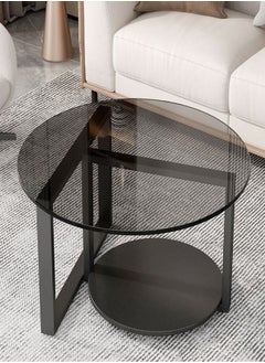 fashionhome Round Glass Coffee Table for Living Room Cocktail Table Sofa Table with Tempered Glass Top And Sturdy Metal Base 80 x 45 Centimeter  - Image 4