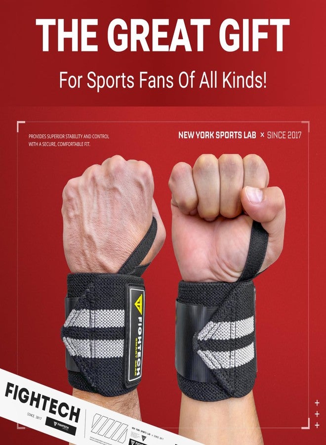 FIGHTECH Wrist Wraps for WeightLifting | 18 inch Professional Grade Lifting Wrist Wraps | Best for Powerlifting Competition, Strength Training, Bodybuilding (Black, 18 Inch) - Image 2