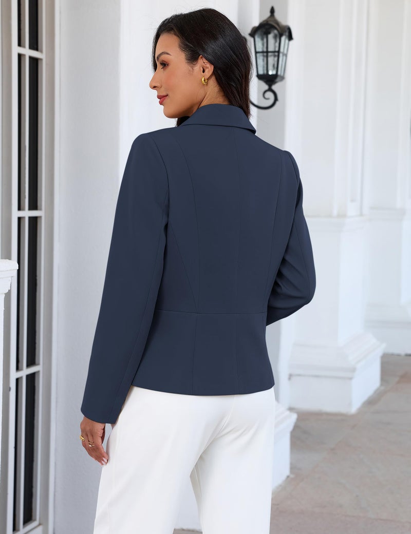 luvamia Professional Blazer for Women Dark Blue Blazer for Women Trendy Business Professional Clothes Size Small Size 4 6 - Image 2
