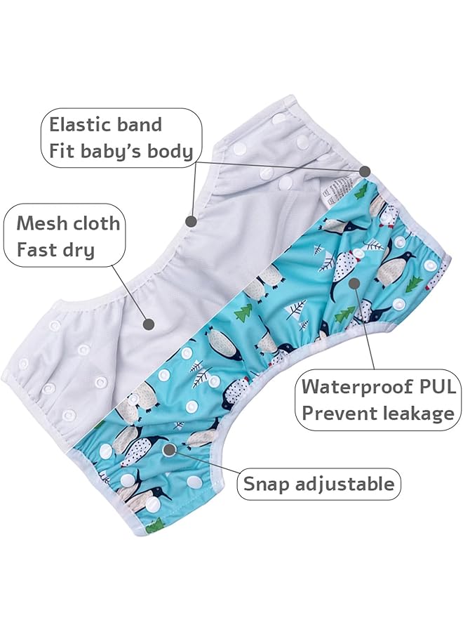 Reusable Baby Swim Nappies 2 Pack Blue Ocean Design Adjustable Waterproof Pul Fast Dry Mesh 8M 3T - Image 2