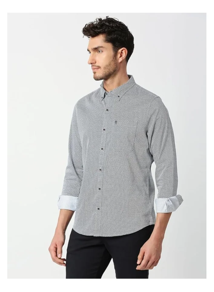 توماس سكوت قميص قطن كاجوال مطبوع وبقصة ضيقة للرجال