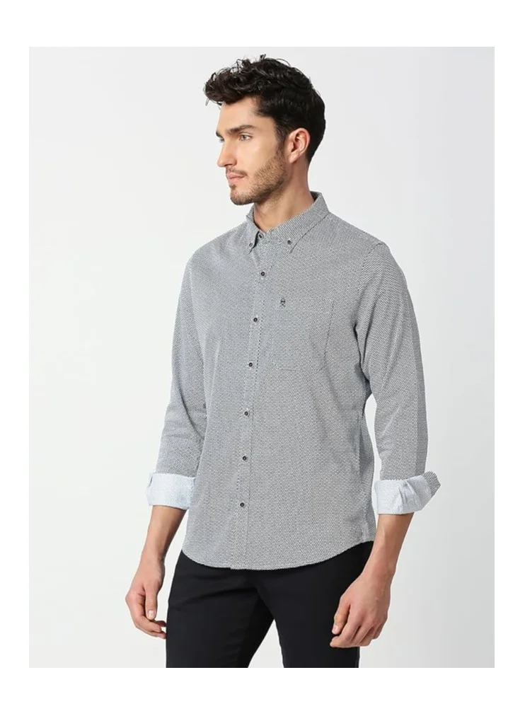 توماس سكوت قميص قطن كاجوال مطبوع وبقصة ضيقة للرجال