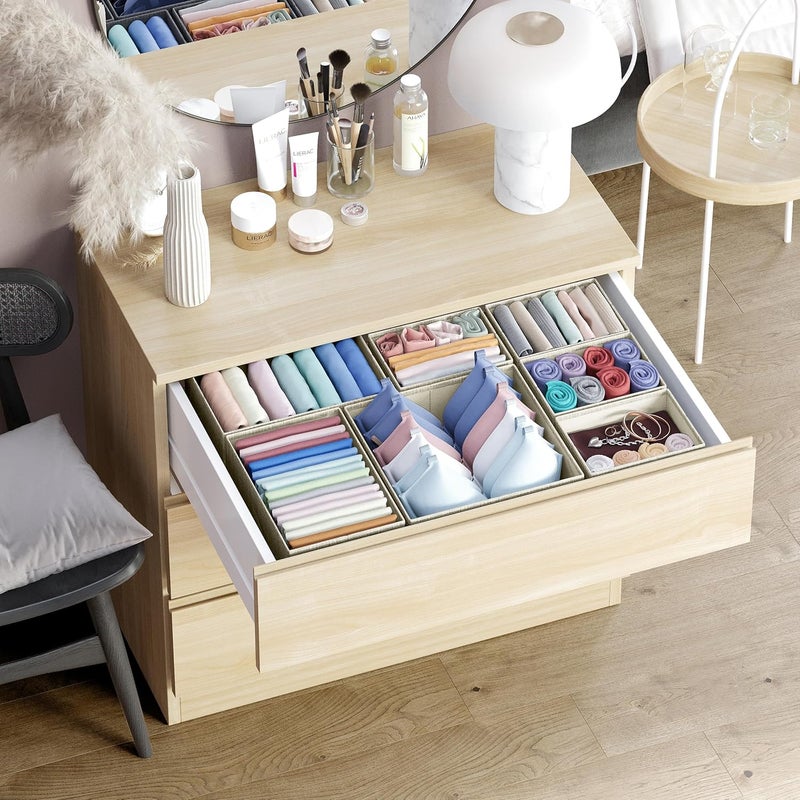NEATERIZE Drawer Organizer Clothes Set of 12 Beige - Dresser Organizer For Nursery, Bedroom, Closet - The Perfect Baby Clothes Organizers and Storage & General Nursery Organization or Dresser Drawer Organizers - Image 5