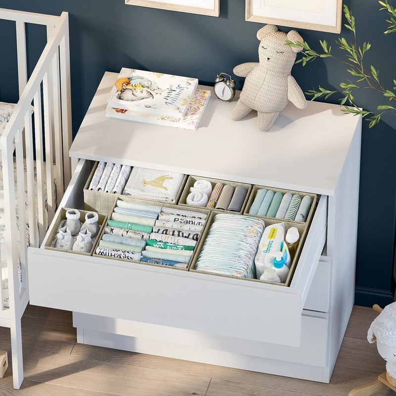 NEATERIZE Drawer Organizer Clothes Set of 12 Beige - Dresser Organizer For Nursery, Bedroom, Closet - The Perfect Baby Clothes Organizers and Storage & General Nursery Organization or Dresser Drawer Organizers - Image 4