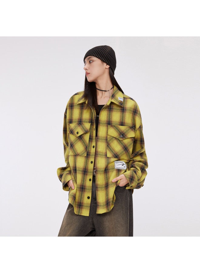 EPTISON American Plaid Shirt Women's Spring Blouse Premium Unisex Long Sleeve Shirt Men's Jacket Women's Fall & Spring Wear - Image 5