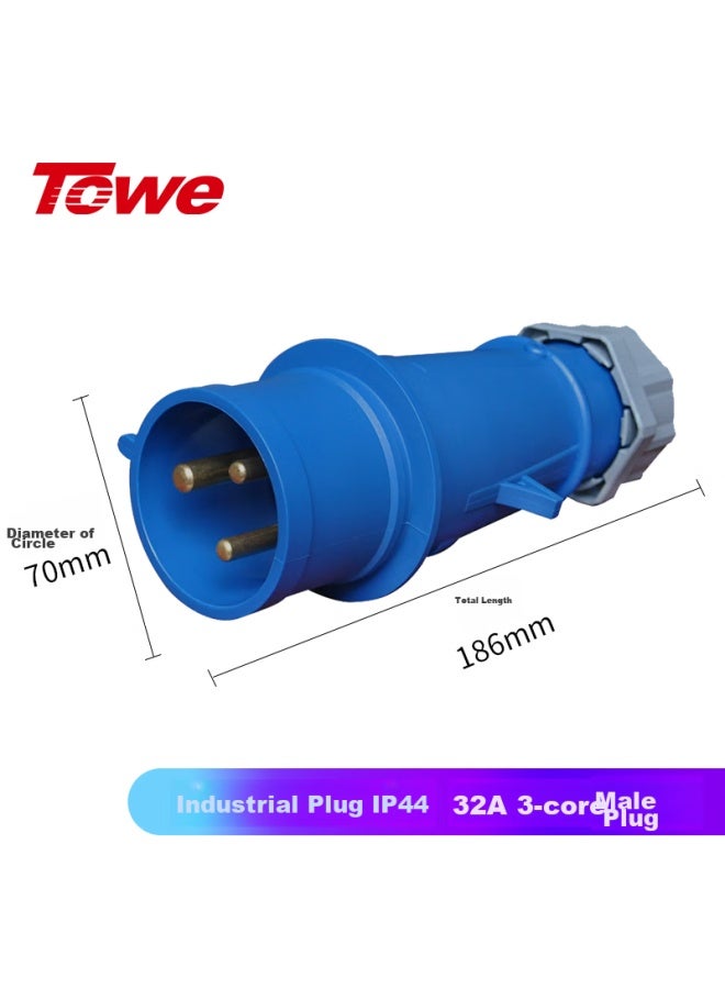 Towe Ips-p332 Industrial Connector, 32a Industrial Plug And Socket Coupler, Aviation Plug And Socket, 3-pin Male Connector - Image 1