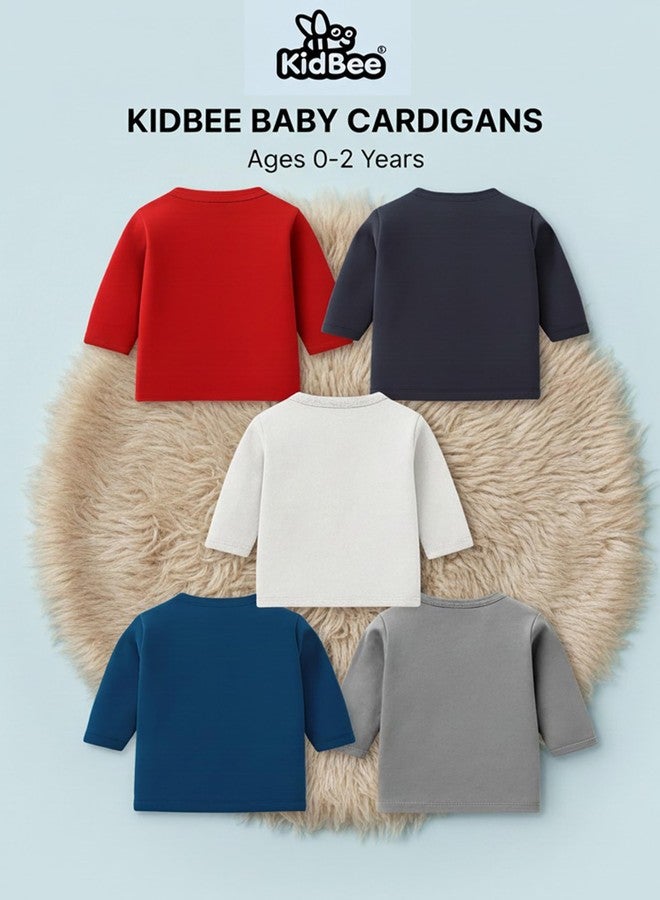 Kidbee قميص/بلوزة قطنية للأطفال من كيدبي، للجنسين بأكمام طويلة، قماش ناعم، عبوة من 5 قطع (مقاسات: 3 أشهر، 6 أشهر، عادي، PL-JFS-Multi-5pc) - Image 5