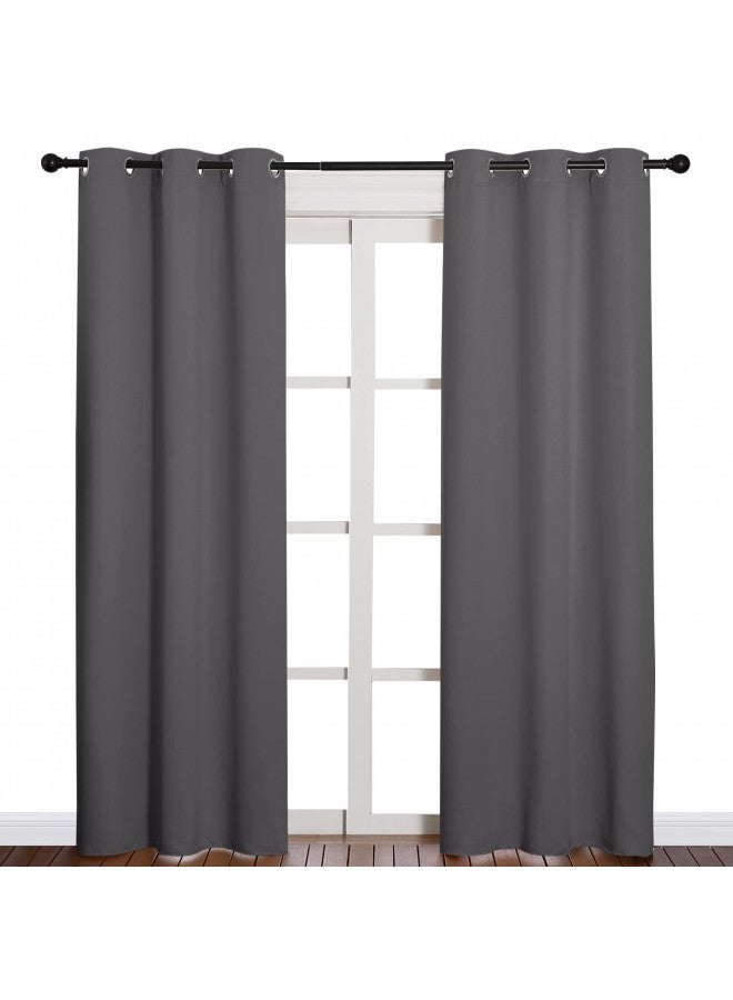 NICETOWN NICETOWN 3 Pass Microfiber Noise Reducing Thermal Insulated Solid Ring Top Blackout Window Curtains/Drapes (2 Panels, 42 x 84 Inch, Gray) 