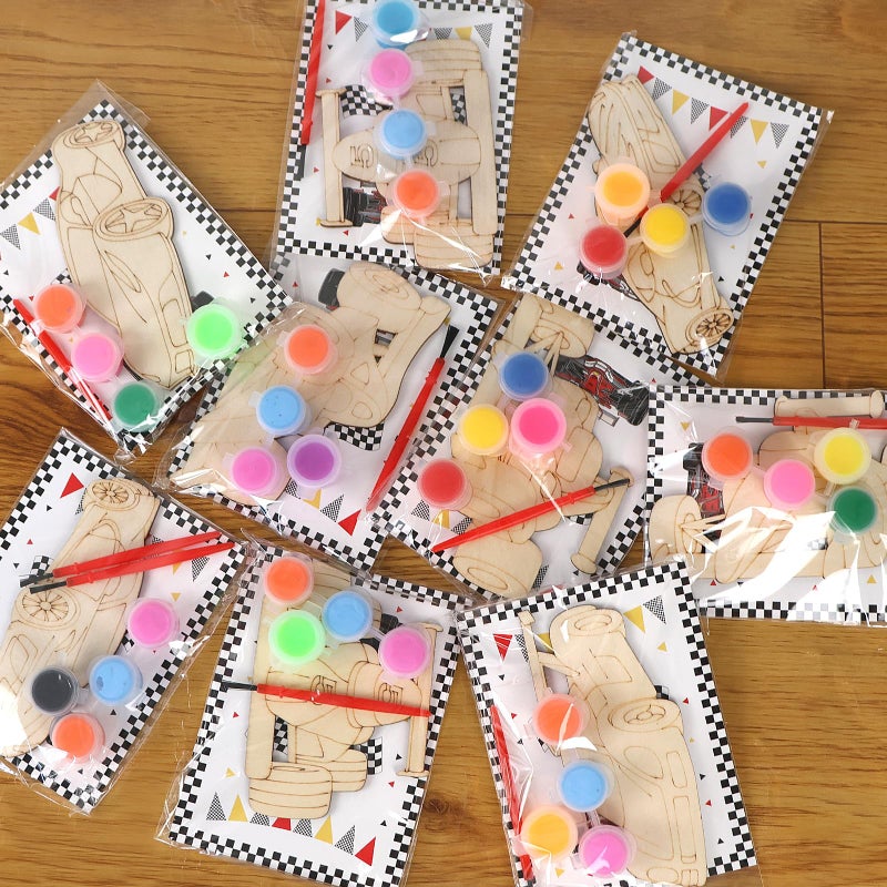 LARDUX Race Car Party Favors 24PCS DIY Wooden Arts Crafts Painting Kit for Kids Glow in The Dark Party Favors Family Crafts Birthday Party Christmas Gifts Toys for Boys Girls - Image 3