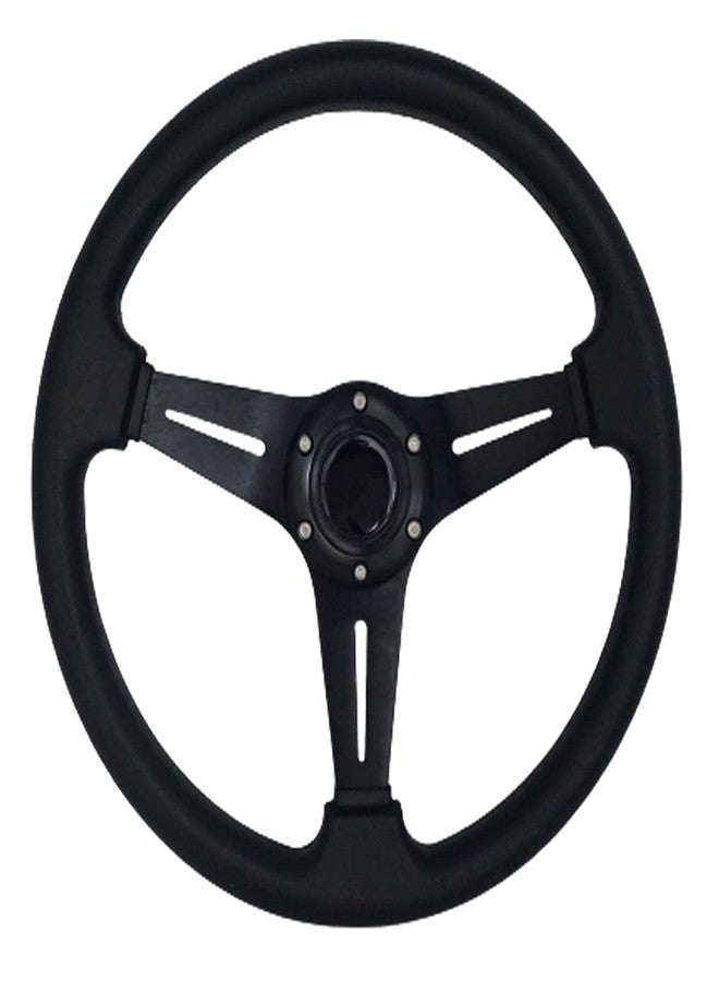 YEHICY 13.8” Auto Racing Steering Wheel Flat Drifting 6 Bolts Car Sport Steering Wheel Pu Leather and Aluminum Spokes with Horn Button - Image 1