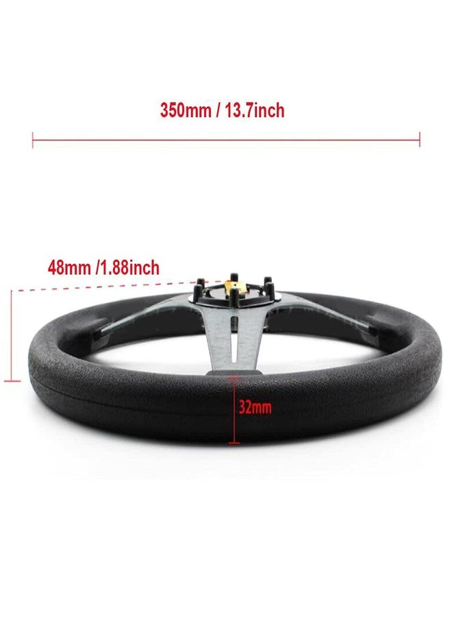 YEHICY 13.8” Auto Racing Steering Wheel Flat Drifting 6 Bolts Car Sport Steering Wheel Pu Leather and Aluminum Spokes with Horn Button - Image 4