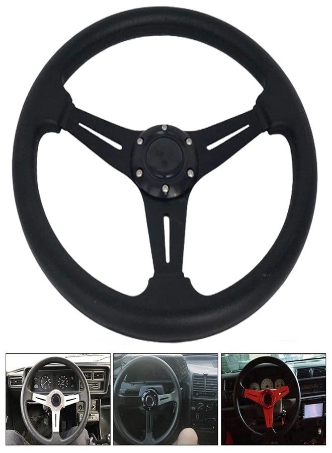 YEHICY 13.8” Auto Racing Steering Wheel Flat Drifting 6 Bolts Car Sport Steering Wheel Pu Leather and Aluminum Spokes with Horn Button - Image 3