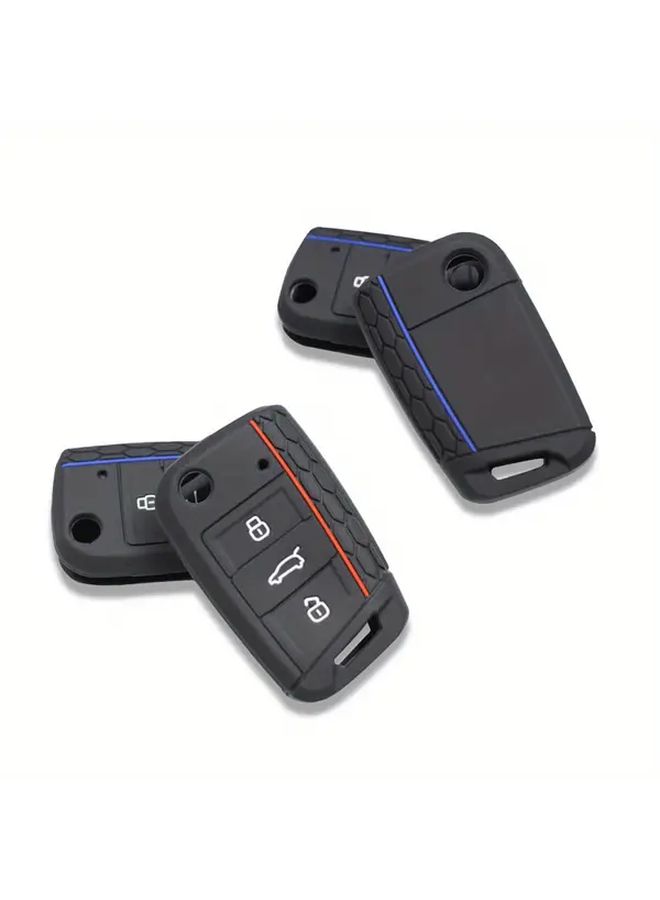 Black Red Key Case Cover Compatible With VW Golf 7 GTI Tiguan Touran Skoda Octavia Seat Leon - Image 1