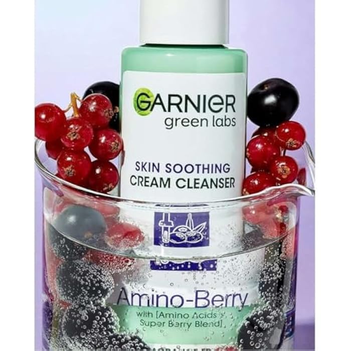 Garnier Green Labs Amino-Berry Soft Gentle Facial Cream Cleanser Hydrates and Soothes Skin, 5.07 fl oz - Image 5