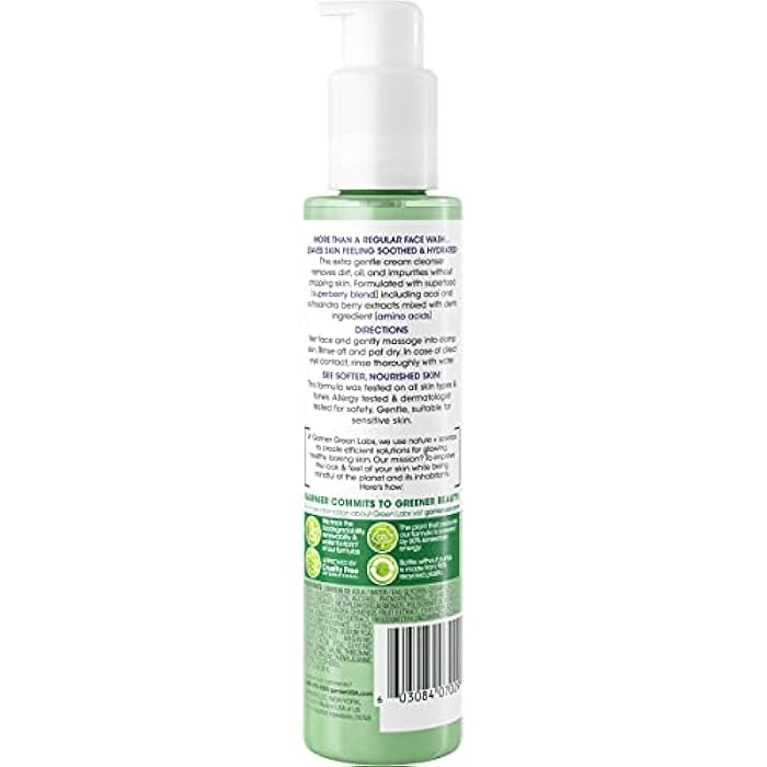 Garnier Green Labs Amino-Berry Soft Gentle Facial Cream Cleanser Hydrates and Soothes Skin, 5.07 fl oz - Image 2