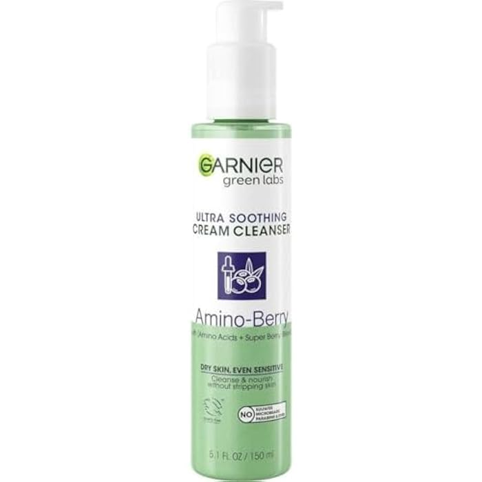 Garnier Green Labs Amino-Berry Soft Gentle Facial Cream Cleanser Hydrates and Soothes Skin, 5.07 fl oz - Image 1