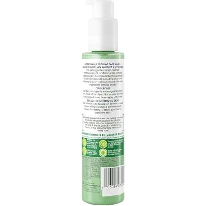 Garnier Green Labs Amino-Berry Soft Gentle Facial Cream Cleanser Hydrates and Soothes Skin, 5.07 fl oz - Image 3