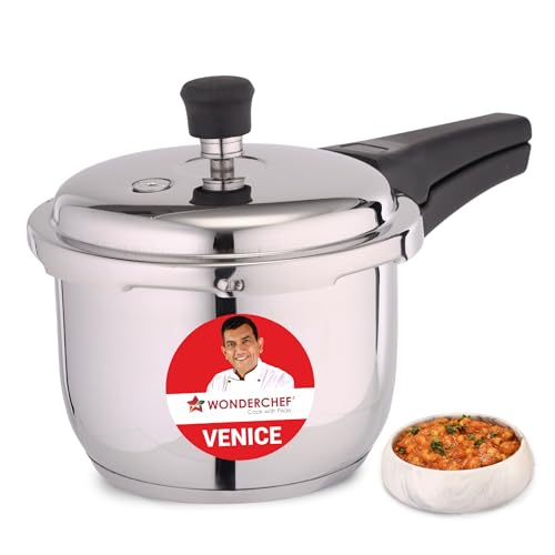 Wonderchef Venice Stainless-steel Pressure Cooker| 3L|Outer Lid|Triply Bottom |Safe Cooking |Compatible with Gas Stove, Induction, Ceramic, and Electric Stoves | ISI Certified |5-Year Warranty, Silver - Image 1