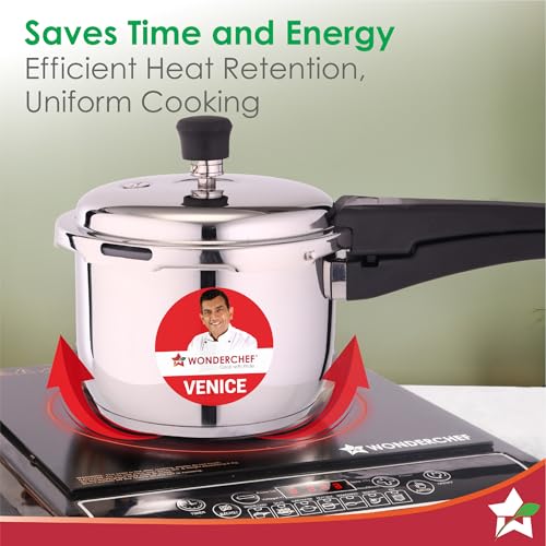 Wonderchef Venice Stainless-steel Pressure Cooker| 3L|Outer Lid|Triply Bottom |Safe Cooking |Compatible with Gas Stove, Induction, Ceramic, and Electric Stoves | ISI Certified |5-Year Warranty, Silver - Image 5