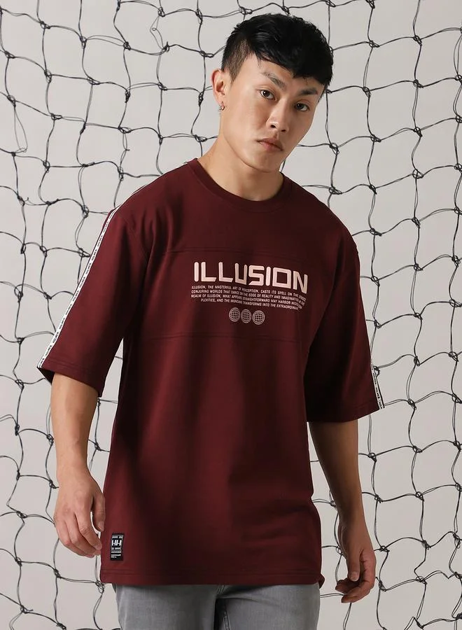 هوبرهولمي تيشيرت رجالي بطباعة مستقبلية بقصة واسعة