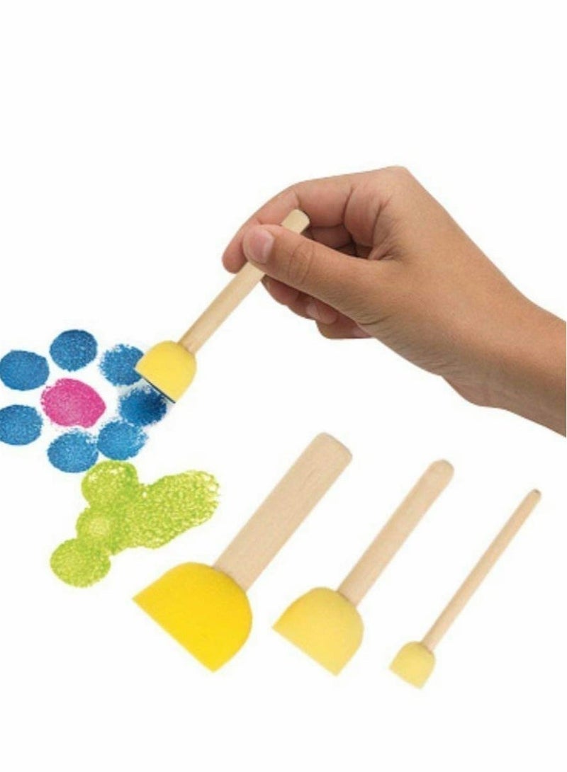 كابتن تيك Assorted Round Paint Foam Set Painting Tools Set, Sponge Brush for Kids Painting Crafts and DIY, Sponge Stippler Stencil Foam Brush, Crafts Arts Painting Supplies - Image 3