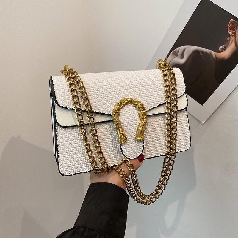 2025 Spring New Fashionable Casual Snake Shoulder Crossbody Bag Women'S Chain Bag Retro Small Square Bag - Image 3