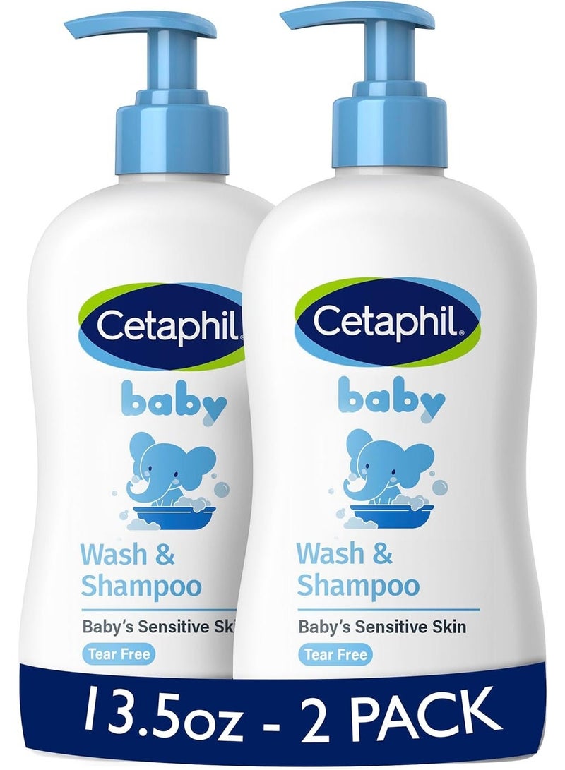 Cetaphil Baby Wash & Shampoo by CETAPHIL, 13.5oz Pack of 2, Hypoallergenic, Gentle Enough for Everyday Use, Soap Free - Image 1