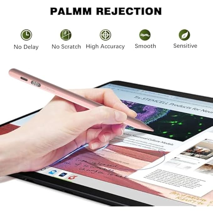 rayihni STYLUS PEN FOR IPAD DIGITAL IPAD PENCIL 2NDGEN 10 HOUR CONSTANT WRITING TILT SENSITIVITY PALM REJECTION MAGNETIC PEN FOR IPAD AIR 3/4/5, IPAD MINI 5/6, IPAD 6-10 GEN, IPAD PRO 11 (PINK) - Image 2