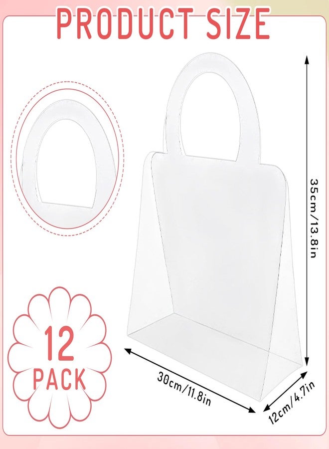 Whaline 12Pcs Valentine's Day Clear Flower Bouquet Bags with Handle Large PET Floral Wrapping Boxes Florist Packaging Supplies for Mother's Day Graduation Wedding Birthday Party Decor Gift - Image 2