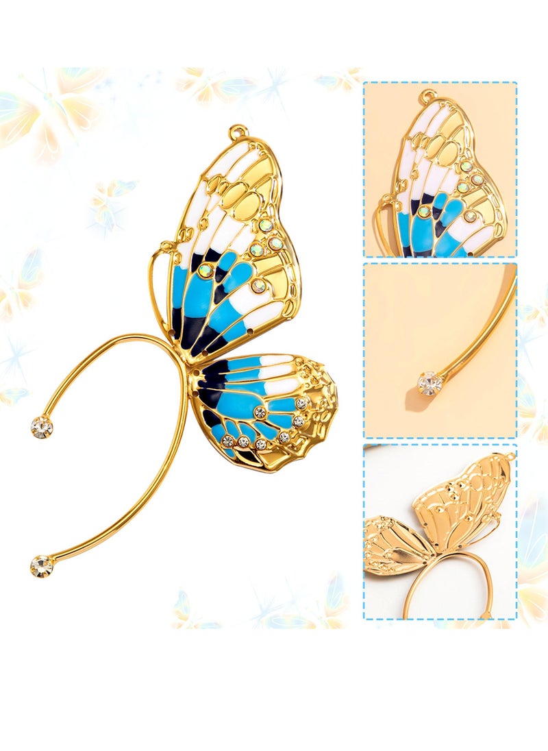 SYOSI - Butterfly Wings Earrings Fairy Ear Cuff Elf Headpiece Elf Ear Clip Ear Hook Fairy Costume Headpiece Accessories Colorful Butterfly Dangle Earrings for Women Simulation Butterfly Wing Earrings - Image 1