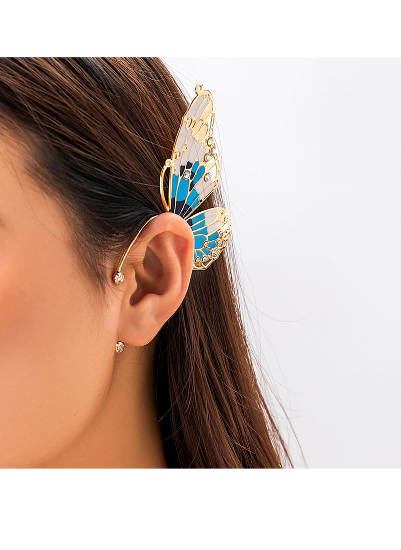 SYOSI - Butterfly Wings Earrings Fairy Ear Cuff Elf Headpiece Elf Ear Clip Ear Hook Fairy Costume Headpiece Accessories Colorful Butterfly Dangle Earrings for Women Simulation Butterfly Wing Earrings - Image 1