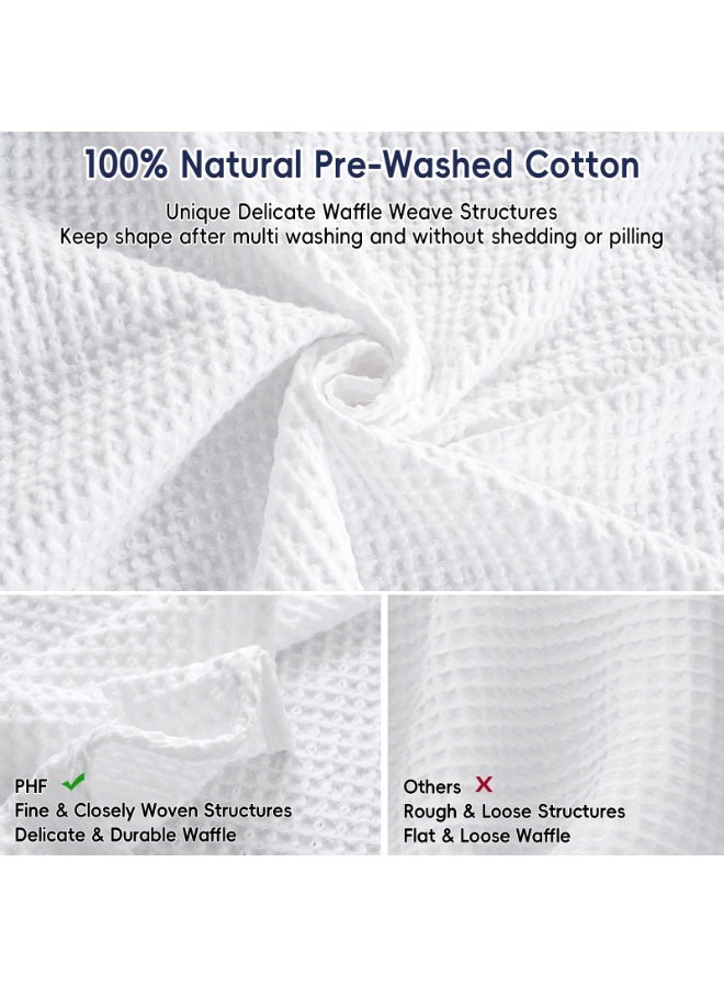 PHF بطانية PHF من قطن 100% بنمط الوافل 50" × 60" - بطانية ناعمة خفيفة الوزن وقابلة للتنفس مسبقة الغسل لجميع الفصول - طبقة بطانية مثالية للكنبة أو السرير أو الأريكة - ديكور منزلي أنيق - أبيض - Image 5