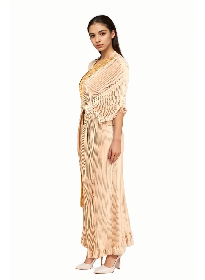 Wecre8 Beige Pleated Jalabiya
