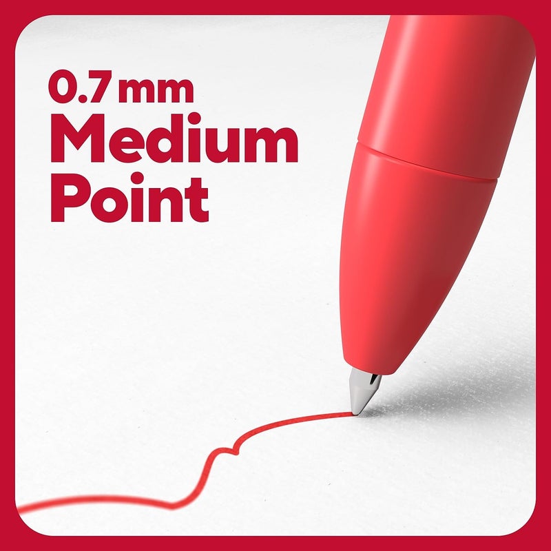 Staples TRU RED Retractable Gel Pens, Medium Point 0.7mm, Red Ink, 12 Pack â€“ Quickâ€‘Dry Pens for Grading, Editing & Markâ€‘Up - Image 3