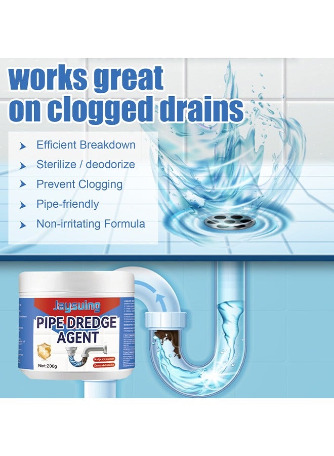 Jaysuing Pipe Dredge Agent, Bathroom Drain Cleaner, Powerful Pipe Excavator, Kitchen Sink Drain Cleaner, Home Sewer Toilet Kitchen Dredging Deodorant Clogged Channel Agent, Deep Cleaning And Quick Effect, 200G - Image 4