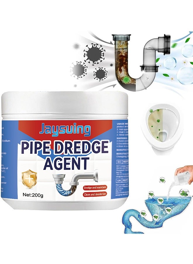 Jaysuing Pipe Dredge Agent, Bathroom Drain Cleaner, Powerful Pipe Excavator, Kitchen Sink Drain Cleaner, Home Sewer Toilet Kitchen Dredging Deodorant Clogged Channel Agent, Deep Cleaning And Quick Effect, 200G - Image 1