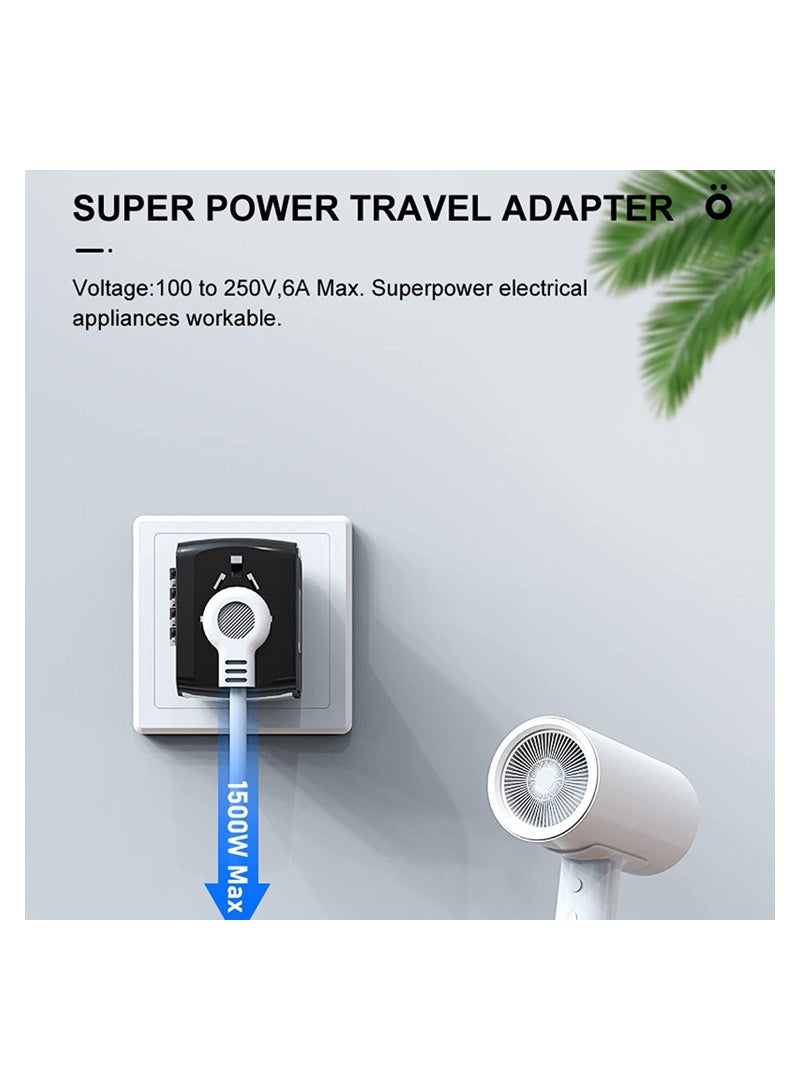 Universal Travel Adapter, All-in-one Travel Wall Charger Converter, International Power Adapter with Smart High Speed 2.4A 4 USB Ports - Image 3