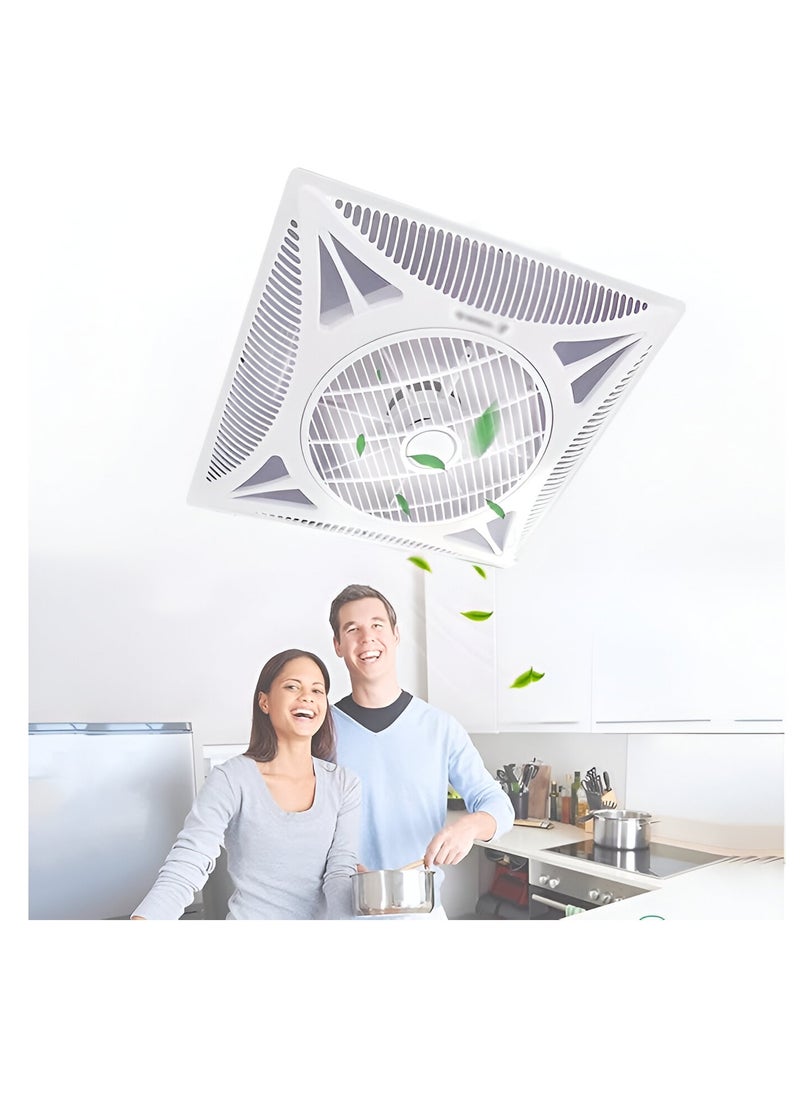 Shard Ceiling Ventilation Fan - Smart Remote Bathroom Exhaust Fan for Household/Commercial Use - Wall-Mount Option (White, 60x60 cm)  - Image 2