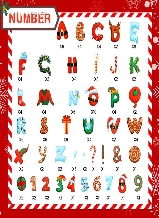 Tenare 134 Pcs Christmas Letters Bulletin Board Decoration 5 Inch Christmas Letters Combo Set for Classroom Cardboard Alphabet Number Cutouts for Bulletin Board Home School Decor(Santa Claus Style) - Image 3